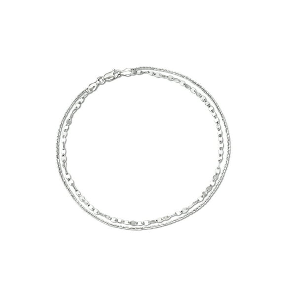 Ross-Simons Italian Sterling Silver Dual-Chain Draped Anklet, Women's, Adult