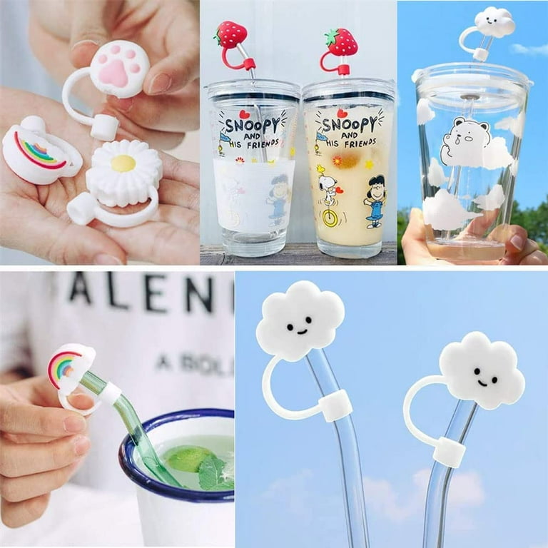 Cloud Straw Cover Toppers, Silicone Straw Cover Cap, Reusable Drinking Straw  Tips Lids, Anti-Dust Straw Protector for Outdoor Home Kitchen Party Decor  (6PCS A) 