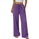 thumbnail image 4 of Pantalones de Lino Mujeres de Verano de Color Sólido Estirado-Cintura Casual Pantalones Rectos con Mezcla de Lino de Algodón Suave, Pantalones Transpirables de Longitud de Tobillo para Diario, 4 of 8