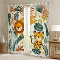 thumbnail image 2 of Kawaii Jungle Animals 38"x45" 30%-50% Blackout Curtains, Cartoon Tiger Lion Curtains, Tropical Palm Leaves Darkening Curtains, Cute Wildlife Window Curtains & Drapes, 38"x45" Set of 2 Panels, 2 of 5