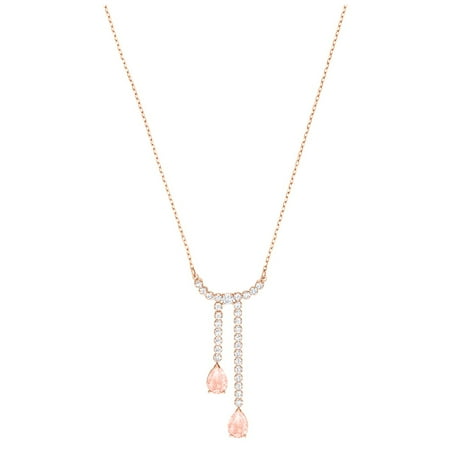 Swarovski Vintage Y Necklace - White - Rose Gold Plating
