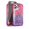thumbnail image 1 of TASHHAR iPhone 14 Pro Case with Privacy Screen and Lens Protector 3 in 1 Anti Scratch Clear Glitter Shockproof Moving Shiny Quicksand Liquid Case for iPhone 14 Pro 6.1 inch 2022 Phone Rose Red+Purple, 1 of 6