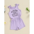 thumbnail image 3 of Suealasg Toddler Girls Summer Clothes 1T 2T 3T 4T 5T Short Sleeve Letter Print Tank Tops + Shorts Kids Baby Girls Outfits Sets, 3 of 7
