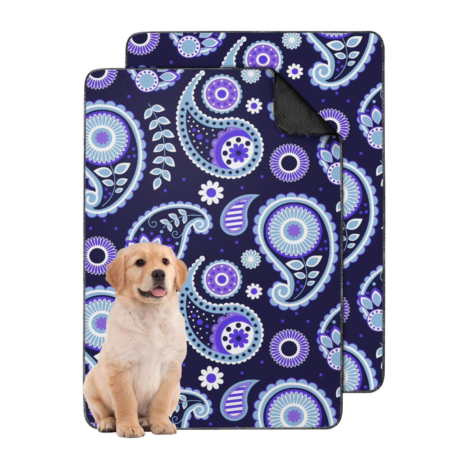 Reusable Pee Pads for Dogs 24 x35 Paisley Style Washable Non-Slip Potty Pads for Crates & Floors.