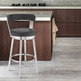 thumbnail image 3 of Kobe 30" Bar Height Swivel Bar Stool in Brushed Stainless Steel Finish and Black Faux Leather, 3 of 10