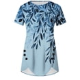 thumbnail image 3 of NSLGXD Women's T-shrits Dressy Casual Crew Neck Short Sleeve Blouses Button up Plus Size Graphic Tees Comfy Athletic Tshirt Top S-2XL Navy Top, 3 of 5