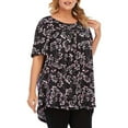 thumbnail image 4 of Pompotops T-Shirt Plissé à Manches Courtes Col Rond Grande Taille pour Femmes, 4 of 6