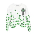 thumbnail image 2 of Pounoo St Patricks Day Long Sleeve Shirt for Women Shamrock Art Print Tops Fashion Comfortable Casual Saint Patricks Sweatshirt Gift, 2 of 7
