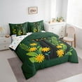 thumbnail image 3 of Erosebridal Cartoon Kitten Bedding Sets King Size,Yellow Flower Floral Comforter Sets with Sheets,Green Botanical Leaves Bed in a Bag King Size,Microfiber Room Decoration Reversible,7-Piece, 3 of 7