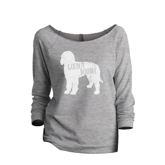 Golden Doodle Silhouette Women's Fashion Slouchy 3/4 Sleeves Raglan Lightweight Sweatshirt Sport Grey Small