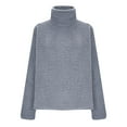 Aobny 2024 Sweatshirts for Woman Gray Fleece No Hood Turtleneck Long
