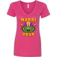 thumbnail image 3 of Inktastic Mardi Gras with Green Masquerade Mask Women's V-Neck T-Shirt, 3 of 5