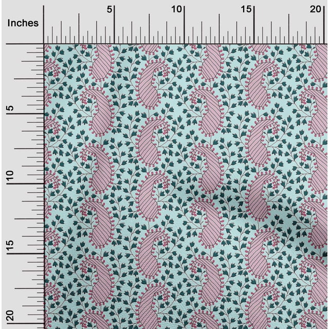 oneOone Cotton Flex Fabric Floral & Paisley Block Printed Craft Fabric BTY 40 Inch Wide