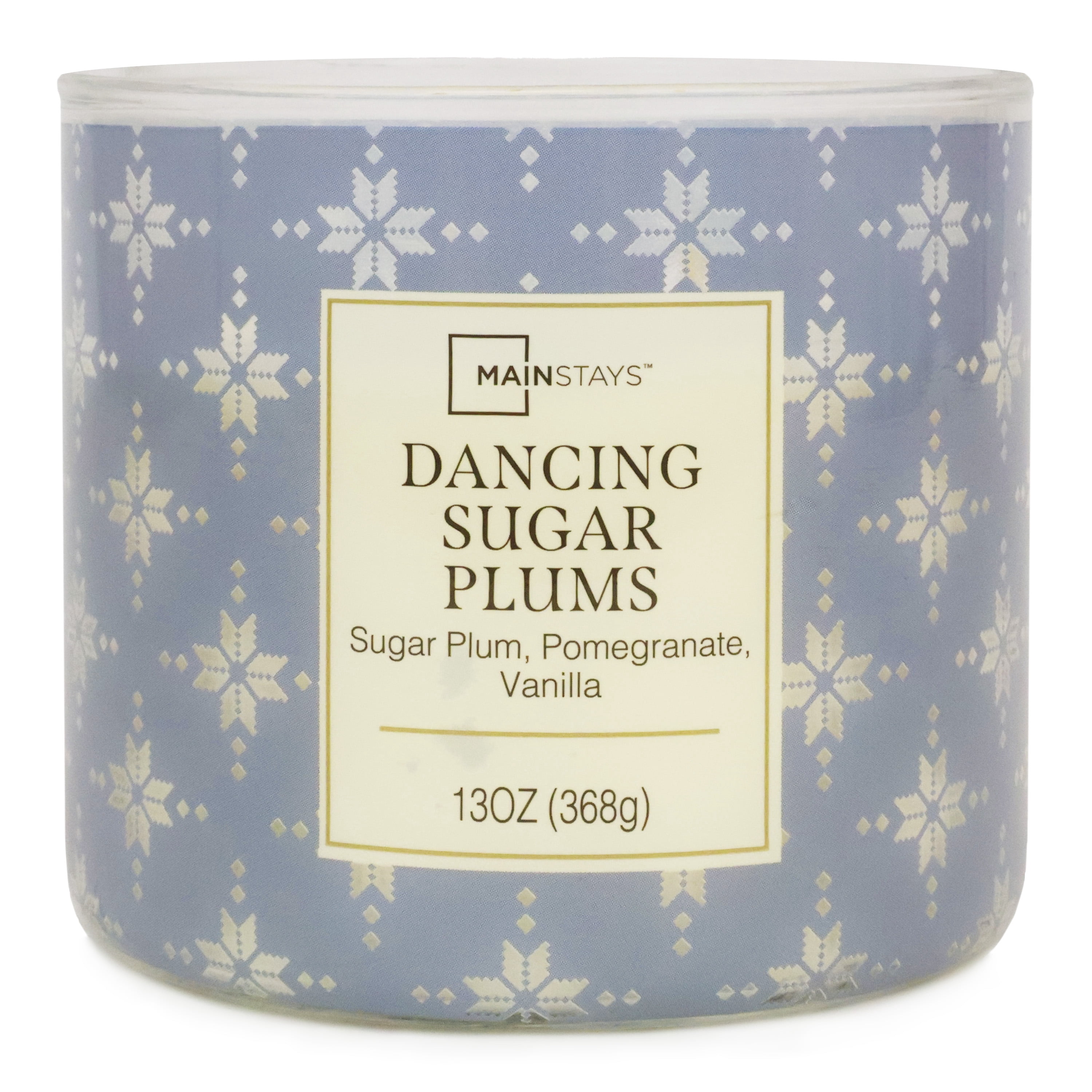 Mainstays Dancing Sugar Plums Snowflake 3-Wick Candle, 13 Ounce