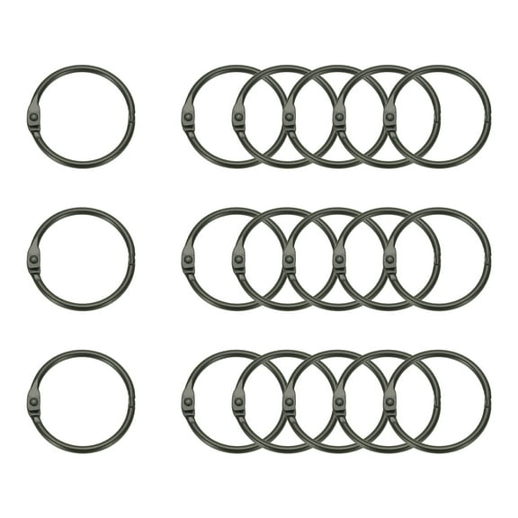 Uxcell 18Pcs Loose Leaf Binder Rings, 1.4 Inch Metal Open Card Rings Heavy Duty Book Rings for Key Index Card Rings Paper Rings Office, Black