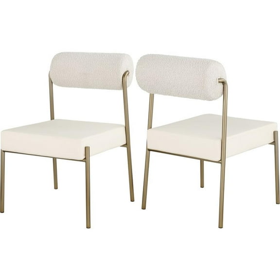Maklaine Cream Vegan Leather / Boucle Dining Chair (Set of 2)