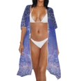 thumbnail image 3 of HELLHERO Butterfly and Floral Pattern Beach Cover Ups for Women Polyester Loose Free Size Long Kimono Swimsuit Cover Up for Womens, 3 of 6