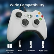 وحدة تحكم للكمبيوتر الشخصي، وحدة تحكم سلكية لجهاز Xbox 360/PC، كابل USB مقاس 71 بوصة/1.8 متر، اهتزاز مزدوج - أبيض