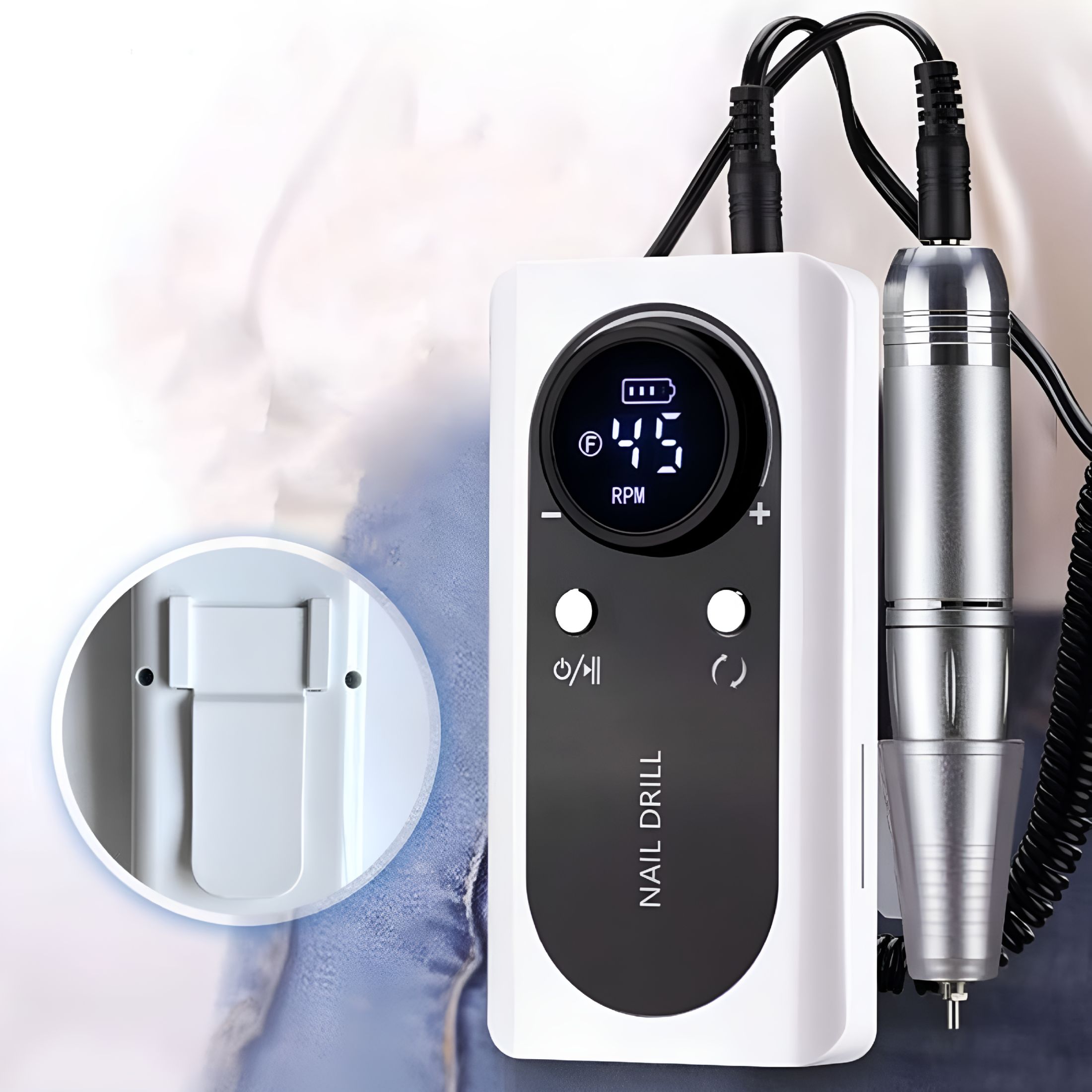 EXLEAF 2026 New Acrylic Nail Stuff Portable Nail Drill 45000 Rechargeable Electric Nail File Machine E File for Acrylic Nails Gel Removing Cordless Efile with Bits Kit for Manicure Salon