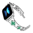 thumbnail image 7 of TECH CIRCLE for Apple Watch Clover Bands 38mm 40mm 41mm, Simple Stylish Sparkle Diamond Metal Dressy iWatch Bands Woman Cute Wrist Strap for Apple Watch Band Series 9 SE 8 7 6 5 4 3 2 1,Silver+Green, 7 of 7