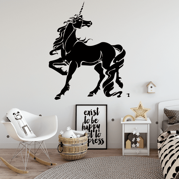 Beautiful Unicorn Magical Unicorns Silhouette Wall Sticker Art Decal for Girls Boys Kids Room Bedroom Nursery Kindergarten House Fun Home Decor Stickers Wall Art Vinyl Decoration Size (30x22 inch)