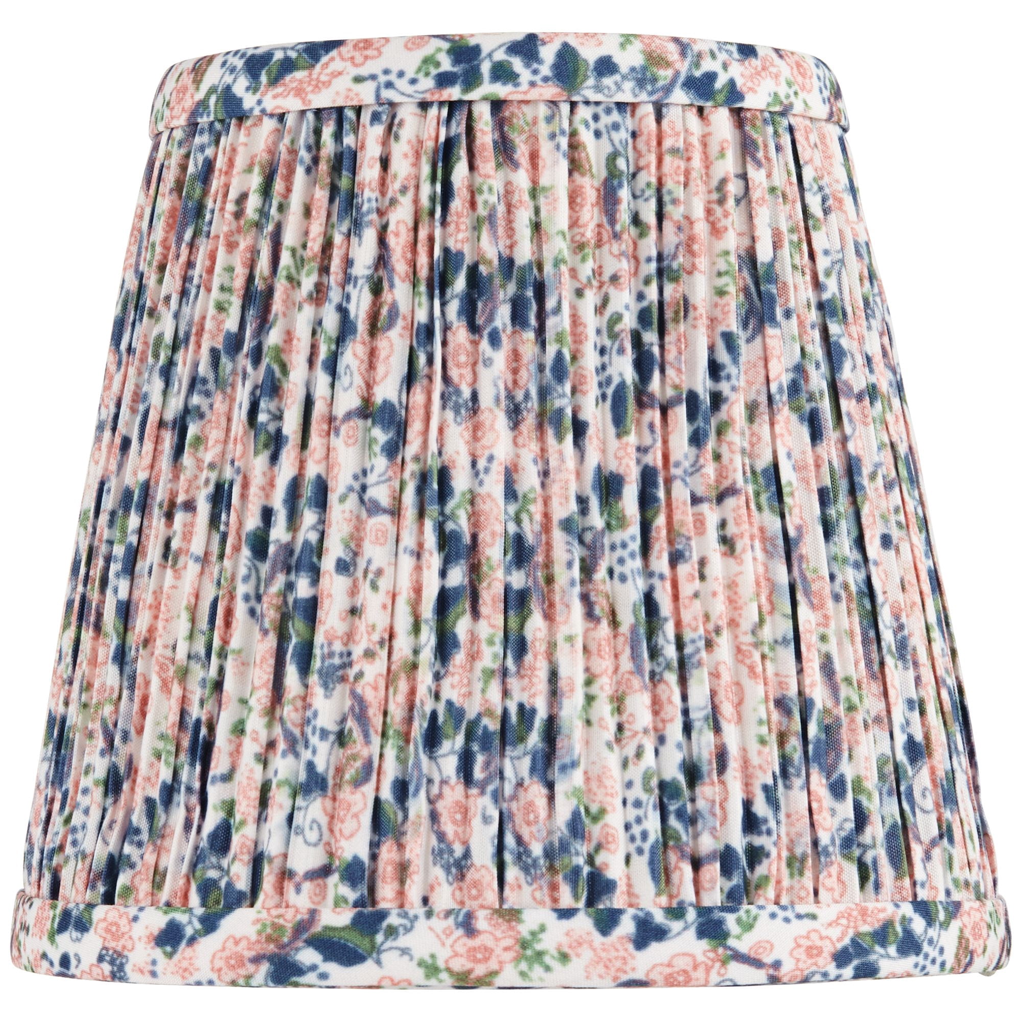 Springcrest Blue Pink Shirred 4" Top x 6" Bottom x 5 1/2" High x 5 1/2" Slant Print Lamp Shades Replacement Set of 8 Clip On