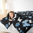thumbnail image 4 of Feelyou Dreamy Blue Butterfly Queen Comforter Set, Cartoon Groovy Floral Bedding Sets, Teens Kids Girls Women Reversible Bedding Comforter Set, Microfiber Bedroom Decor, 3 Pieces, 4 of 8