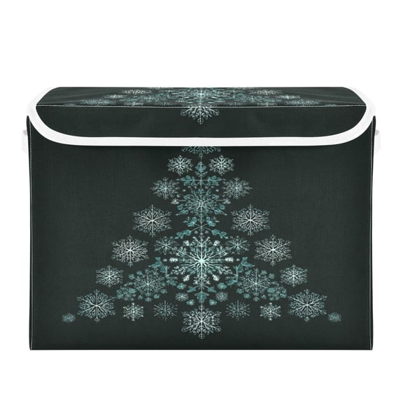 Storage Box With Lid 16.5x12.6x11.8In Foldable Stacked Household Storage Box Christmas Tree Cute