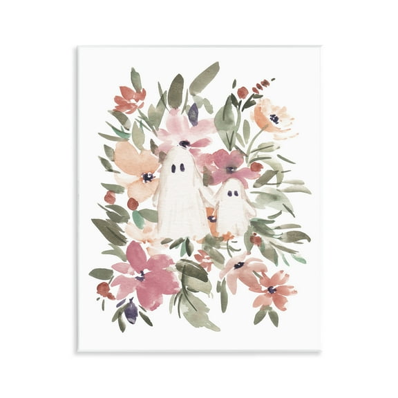 Stupell Industries Little Floral Ghosts Holiday Painting Unframed Art Print Wall Art, 11 x 14