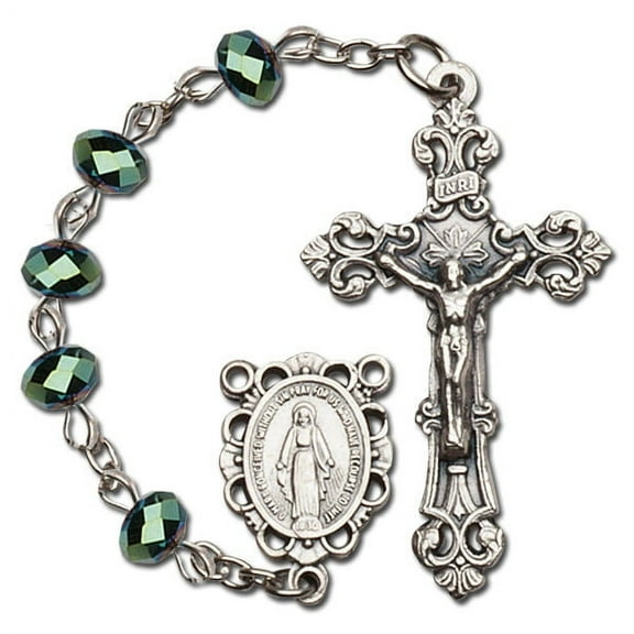 Women's Medium Emerald Catholic Rosary Beads, Crystal beads