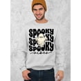 thumbnail image 2 of Spooky Vibes Cute Ghost Halloween Costume Crewneck Sweatshirt, S, White, 2 of 6