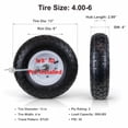 thumbnail image 2 of Hi-Run Stud 13" Pneumatic 2PR 4.00-6 Wheelbarrow Tire Assembly with 5/8" Bushing Pre-Mounted, 2 of 6