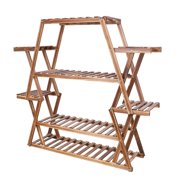 Large Pine Wood Plant Stand Indoor Outdoor Garden Flower Shelf 8 Tiers for Multiple Pots