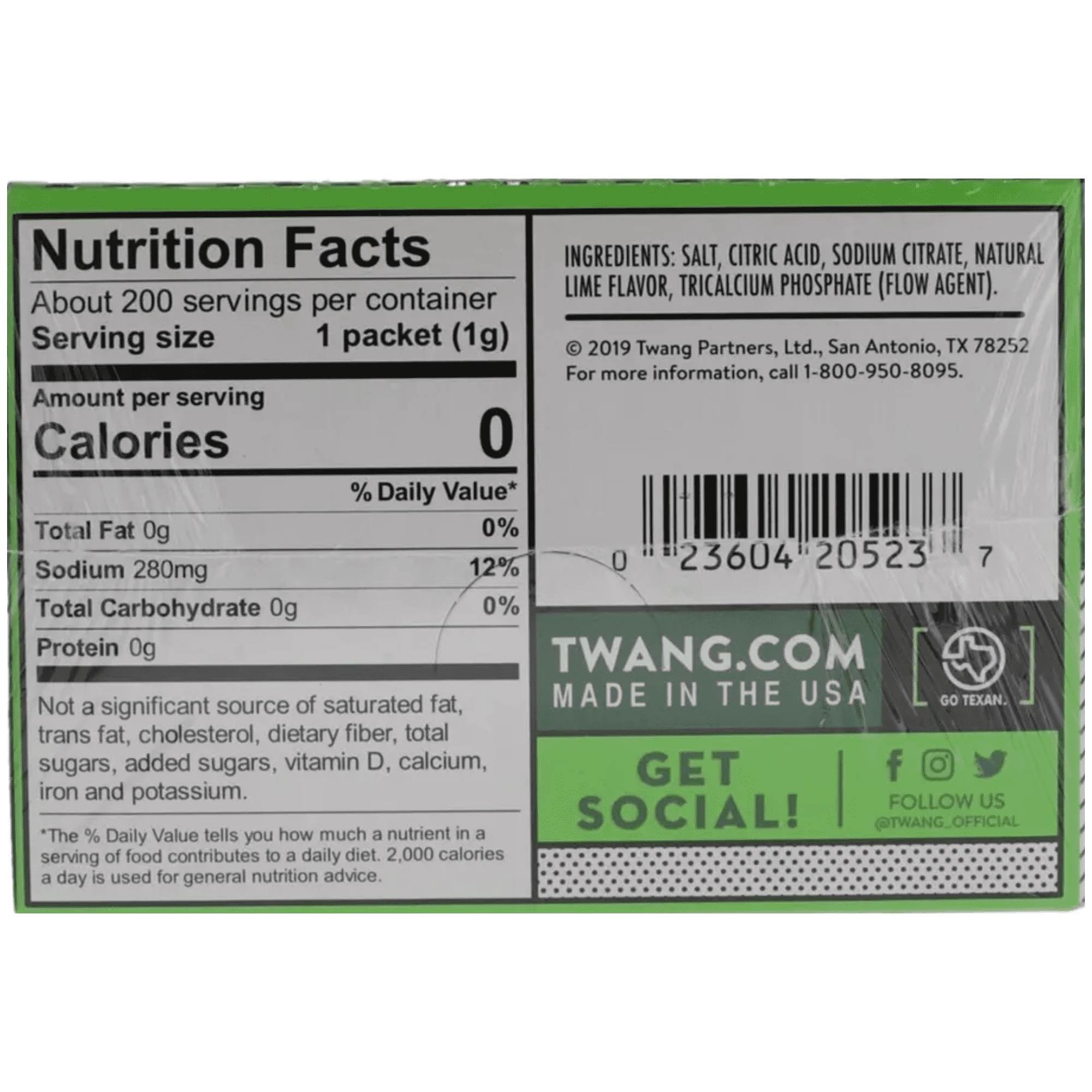 Twang Twangerz LIME SALT PACKETS 200 Count (BEER SALT) BURST OF FLAVOR