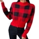 thumbnail image 1 of Gibobby Sueter para mujer Suéter de punto de Navidad Mujer 2023 Otoño e invierno Nuevo cuello redondo Suelto Jacquard Plaid Suéter de moda (Rojo,G), 1 of 5