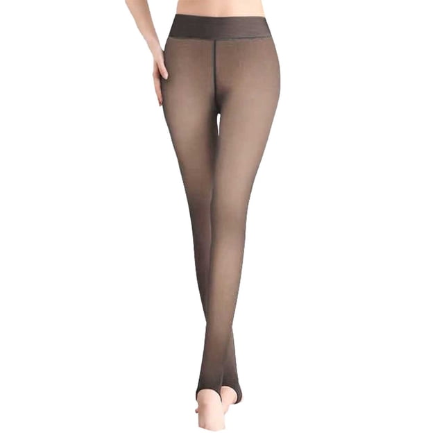 Gibobby Mallas Afelpadas Color Las mujeres usan leggings permeables a la más pantalones de terciopelo con L desnuda y pantimedias gruesas (Café, L)