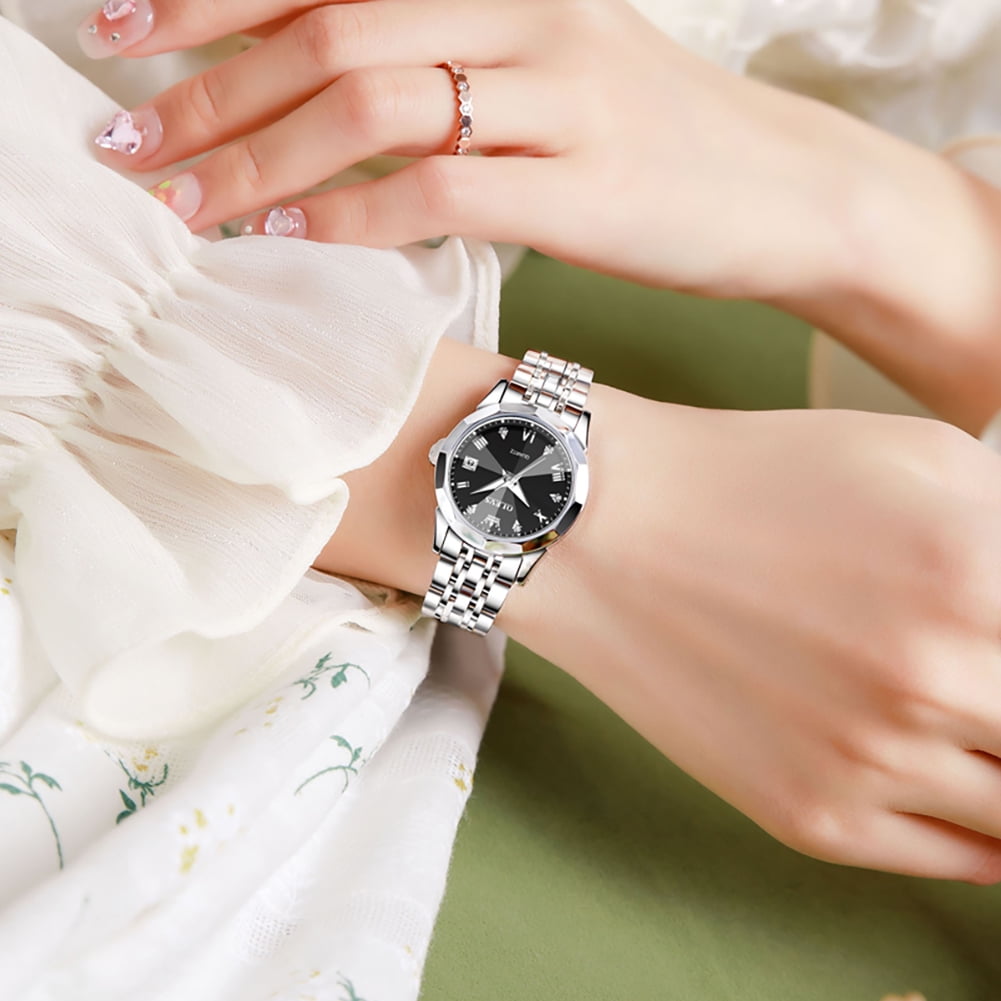 OLEVS Watches for Women Luxury Casual Dress Analog Quartz Digital Date Two Tone Gold Plated Stainless Steel Waterproof Luminous Female Wrist Watch Reloj para Mujer