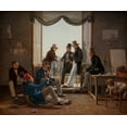 thumbnail image 2 of Hansen, Constantin 31x26 Gold Ornate Wood Framed with Double Matting Museum Art Print Titled - A Group of Danish Artists in Rome, 2 of 4