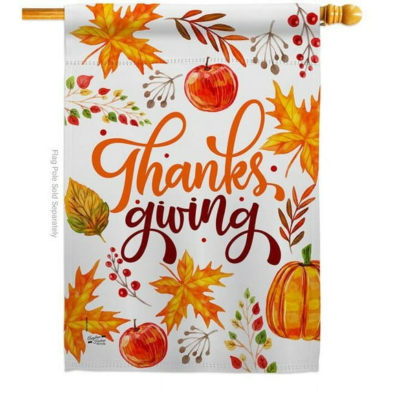 Angeleno Heritage H137241-BO 28 x 40 in. Thanksgiving Leaves House Flag with Fall Double-Sided Decorative Vertical Flags Decoration Banner Garden Yard Gift