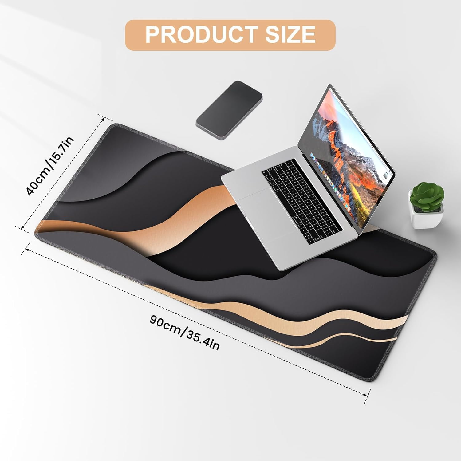 Topographic Mouse Pad, Gaming Mouse Pad, Extended Desk Pad 35.4x15.75in XXL Mouse Pad with Non-Slip Rubber Base, Abstract Mice Pad Desk Mat, Gray