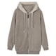 thumbnail image 1 of Casual mujer chaqueta con capucha suave manga larga cómodo invierno otoño Gris Hugo Abrigo de invierno, 1 of 7