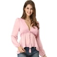 thumbnail image 2 of Top de gasa transparente Allegra K Rosa S, 2 of 6