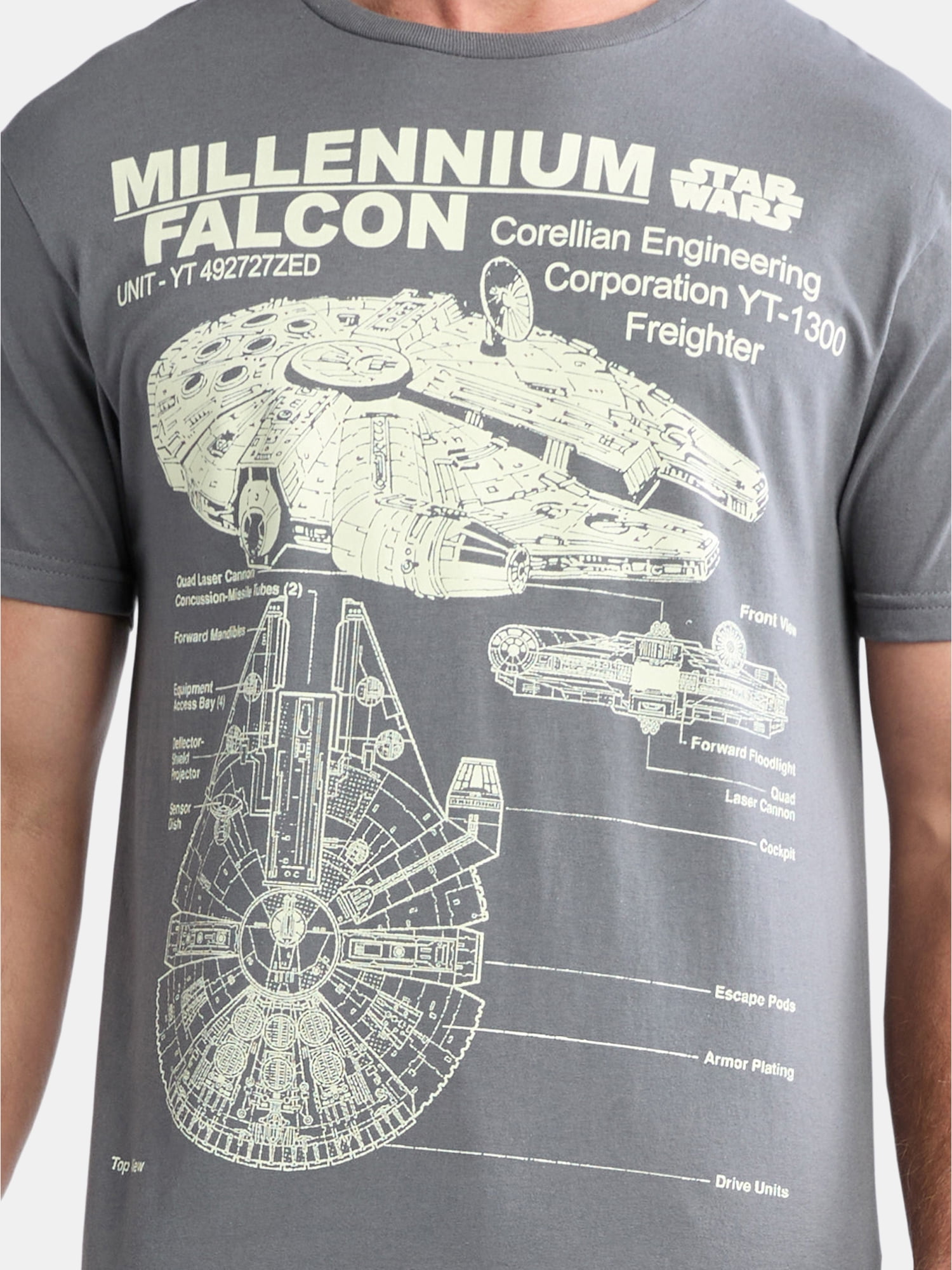 Star Wars, Men's & Big Men's Millenium Falcon Corellian Freighter Graphic Tee Shirt, Sizes S-3XL