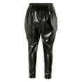 thumbnail image 2 of YONGHS Kids Girls Shiny Metallic Hip Hop Street Dance Harem Pants Trouser Black 5-6, 2 of 6