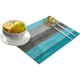 thumbnail image 2 of Placemats Set of 6, Retro Rustic Barn Wood Texture Polyester Stain Resistant Table Mats Washable Placemat Decoration for Kitchen Dining Table Ombre Aqua Blue Gray, 2 of 6