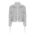 thumbnail image 4 of iiniim Tassel Boys Sequin Jackets Mock Neck Jacket Zip Up Coat Sparkle Outwear Performance Clothes White 8, 4 of 7