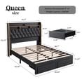 thumbnail image 3 of SIBEDS Queen Bed Frame with Starry Sky Projector, Built-in Charging Station & Storage Headboard, Upholstered Platform Bed with 2 Drawers, PU Black, 3 of 9