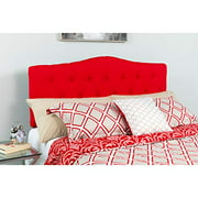 BizChair Arched Button Tufted Upholstered Twin Size Headboard in Red Fabric