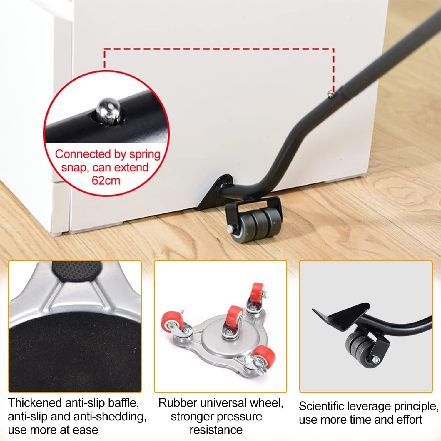 Rawiri Load Lifters & 360° Caster Wheels, 400kg Capacity, ABS Durability for Smooth Sliding Heavy Duty Furniture Movers, 4-Pack