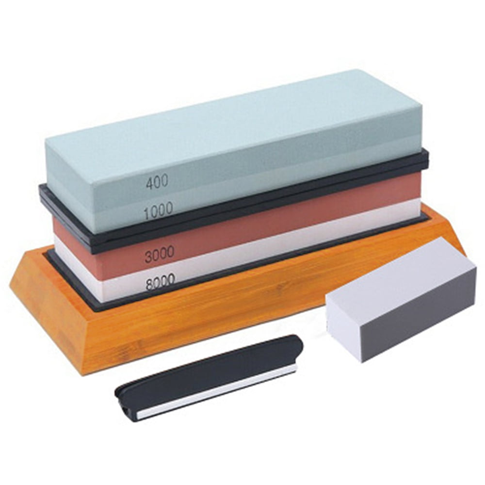 Whetstone with Angle Guide Non-Slip Bamboo Base grit Sharpening Stone 
